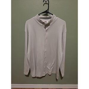 Gianfranco Ferre Korean Air Sleepwear Shirt Men's XL Blue Long Sleeve Button Up